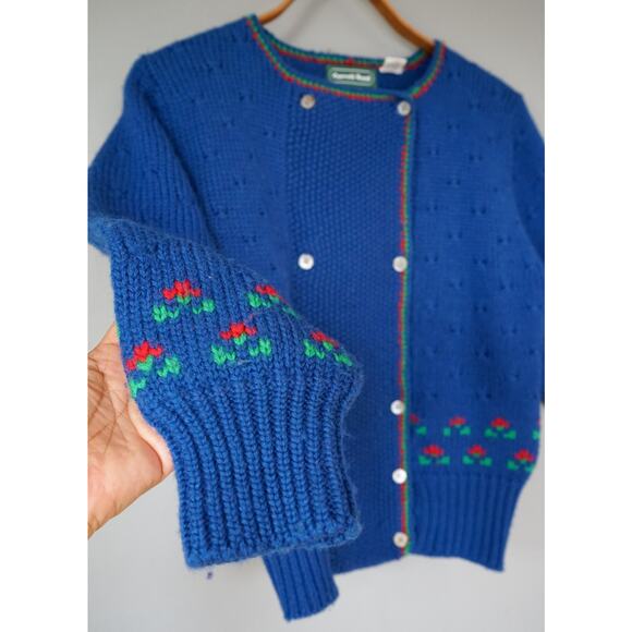 VTG Carroll Reed Wool Floral Chunky Knit Cardigan Sweater S Cottagecore Dainty - Picture 7 of 16